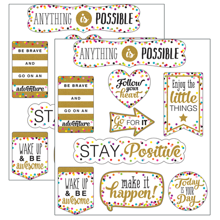 TEACHER CREATED RESOURCES Clingy Thingies® Confetti Positive Sayings Accents, PK2 TCR77326